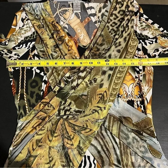 Elysee 26 Women's Artsy Layered Top Faux Wrap Western Animal Print Tiger Size M - Picture 6 of 8
